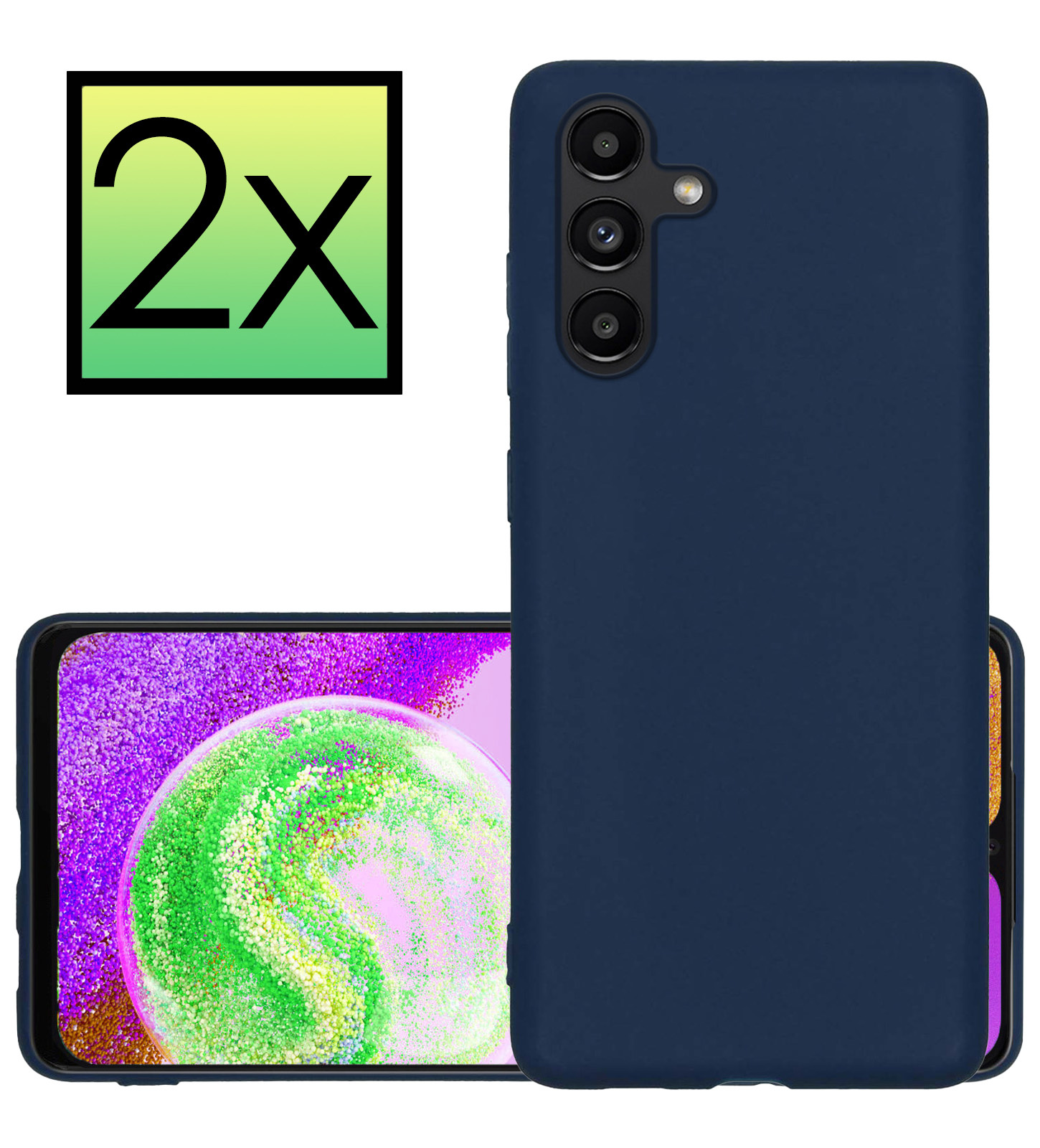 NoXx Hoes Geschikt voor Samsung A04s Hoesje Cover Siliconen Back Case Hoes - Donkerblauw - 2x