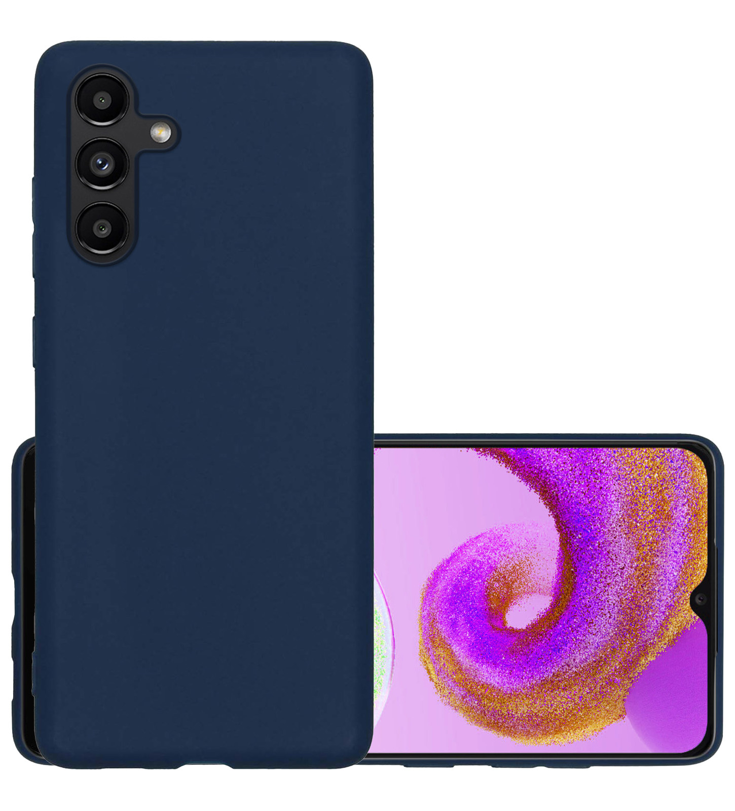 NoXx Hoes Geschikt voor Samsung A04s Hoesje Cover Siliconen Back Case Hoes - Donkerblauw
