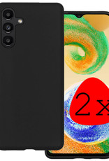 BASEY. Hoes Geschikt voor Samsung A04s Hoesje Siliconen Back Cover Case - Hoesje Geschikt voor Samsung Galaxy A04s Hoes Cover Hoesje - Zwart - 2 Stuks