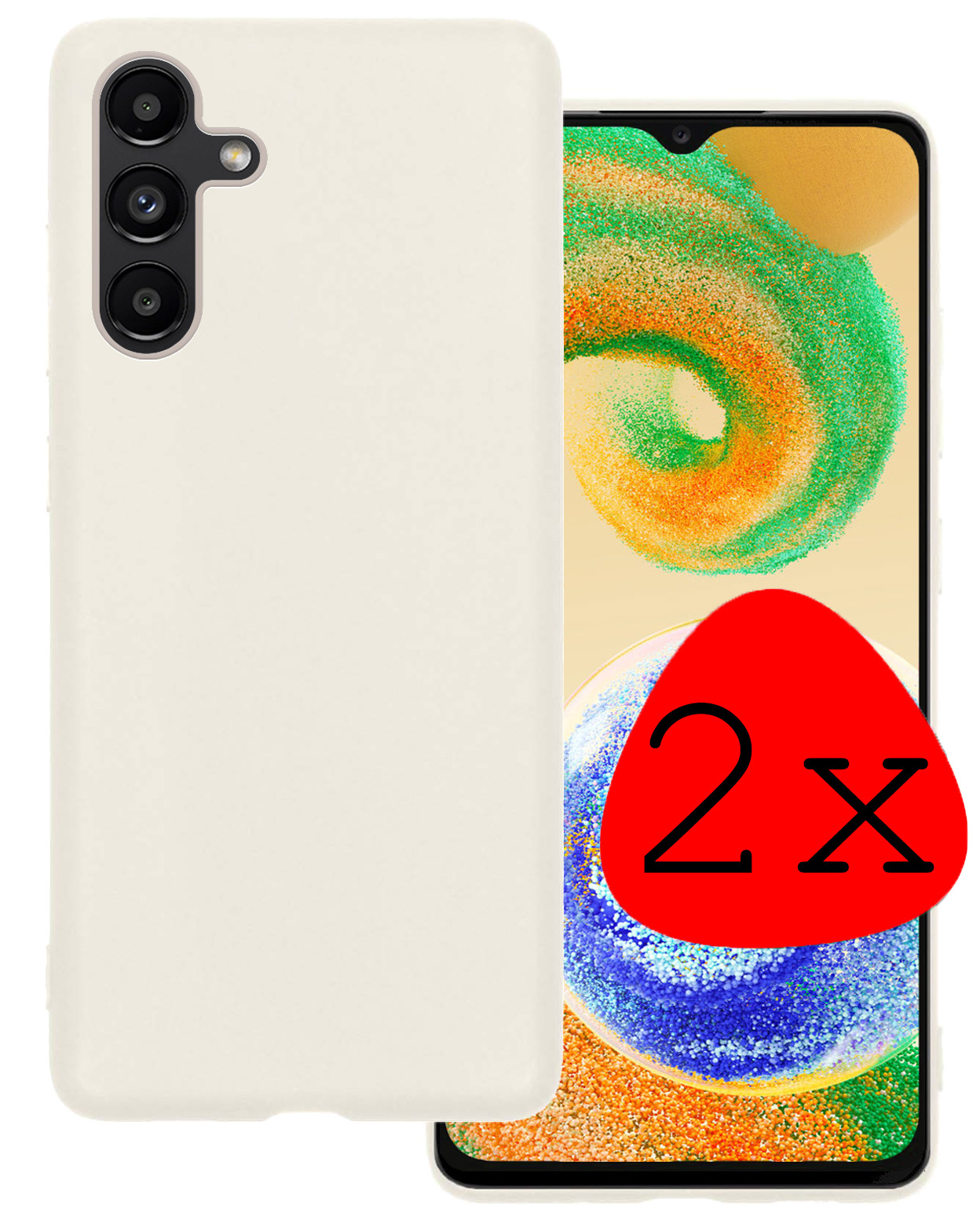 BASEY. Hoes Geschikt voor Samsung A04s Hoesje Siliconen Back Cover Case - Hoesje Geschikt voor Samsung Galaxy A04s Hoes Cover Hoesje - Wit - 2 Stuks