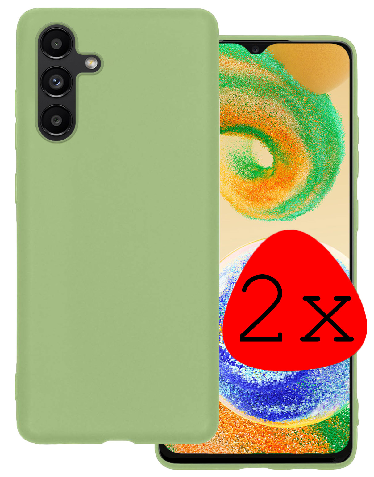 BASEY. Hoes Geschikt voor Samsung A04s Hoesje Siliconen Back Cover Case - Hoesje Geschikt voor Samsung Galaxy A04s Hoes Cover Hoesje - Groen - 2 Stuks