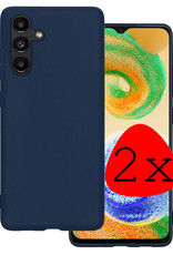 BASEY. Hoes Geschikt voor Samsung A04s Hoesje Siliconen Back Cover Case - Hoesje Geschikt voor Samsung Galaxy A04s Hoes Cover Hoesje - Donkerblauw - 2 Stuks