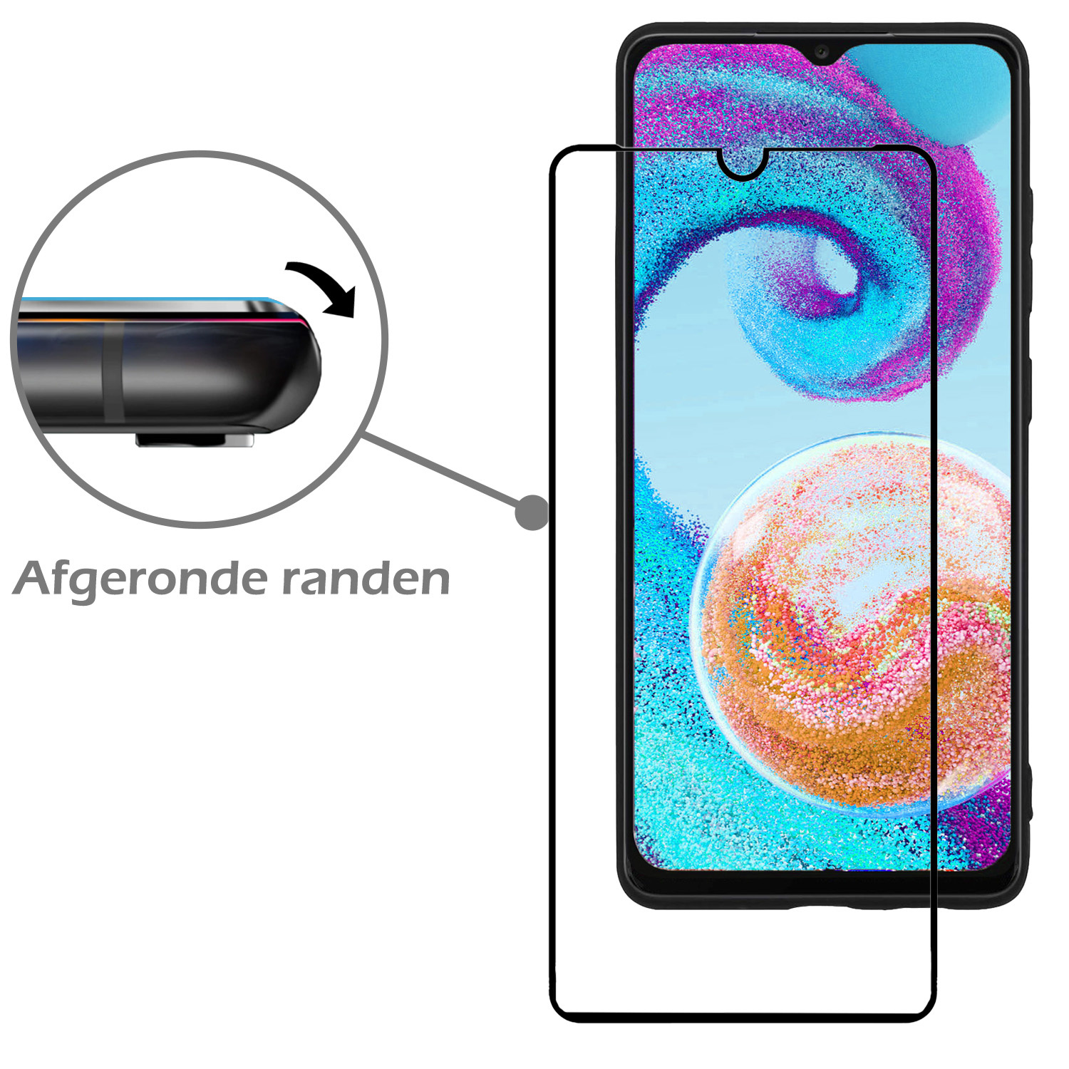 Nomfy Screenprotector Geschikt voor Samsung A04s Screenprotector Bescherm Glas - Screenprotector Geschikt voor Samsung Galaxy A04s Screen Protector Tempered Glass Full Screen Full Cover - 3 PACK
