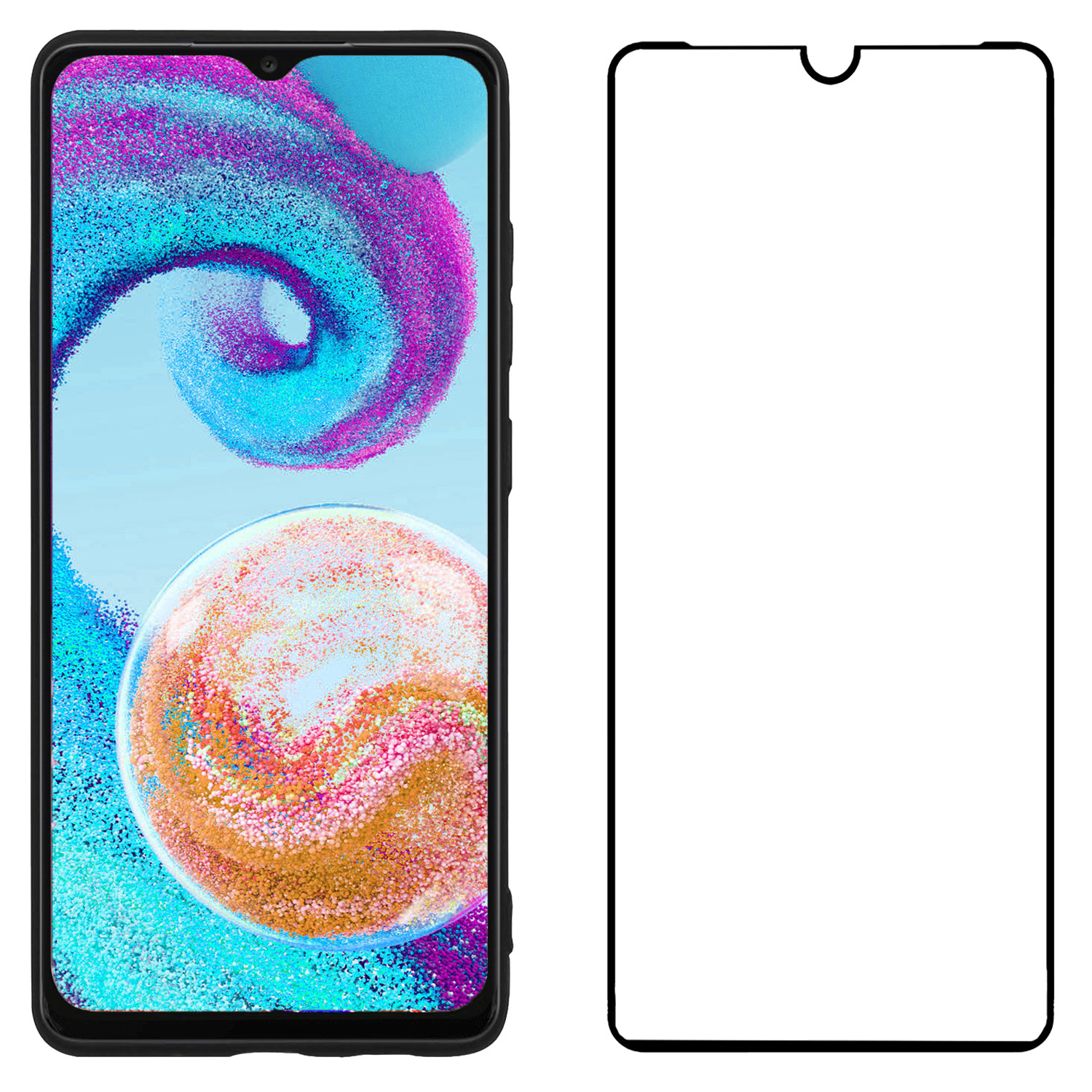 Nomfy Screenprotector Geschikt voor Samsung A04s Screenprotector Bescherm Glas - Screenprotector Geschikt voor Samsung Galaxy A04s Screen Protector Tempered Glass Full Screen Full Cover - 3 PACK