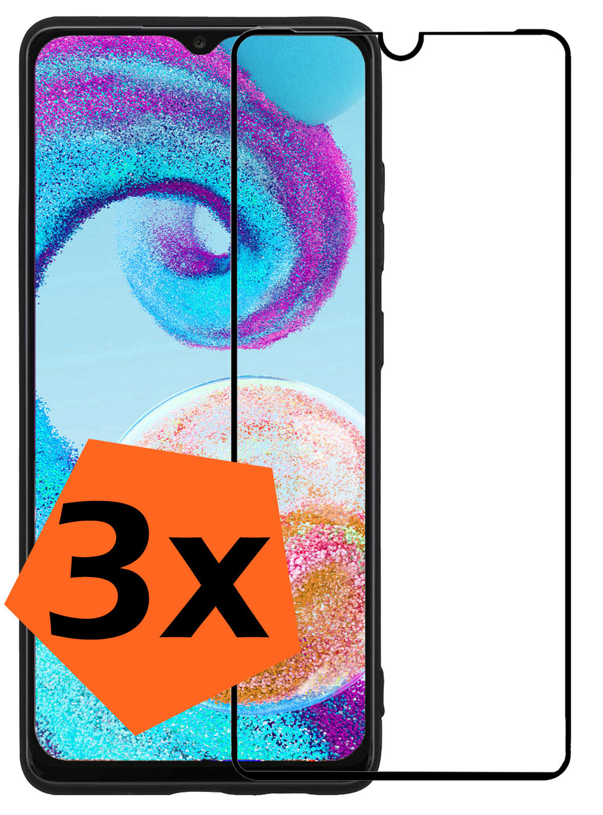 Nomfy Screenprotector Geschikt voor Samsung A04s Screenprotector Bescherm Glas - Screenprotector Geschikt voor Samsung Galaxy A04s Screen Protector Tempered Glass Full Screen Full Cover - 3 PACK