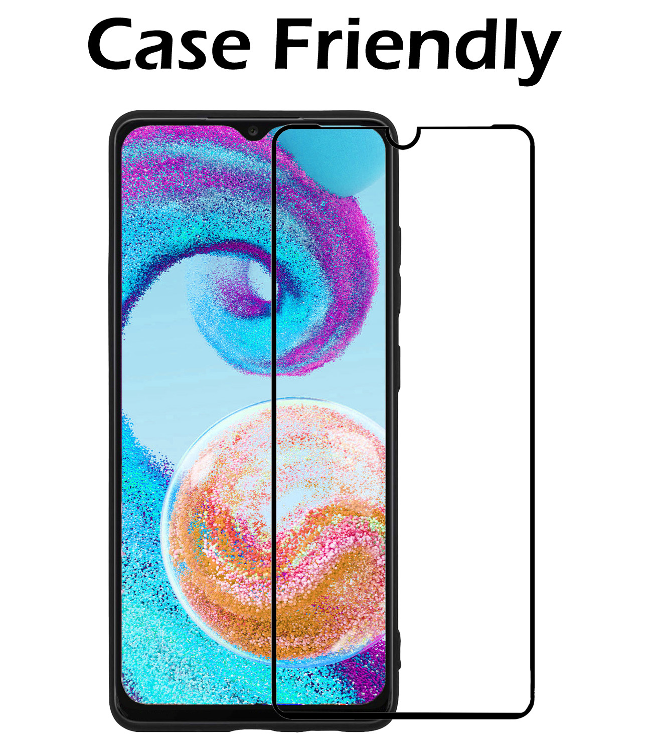 Nomfy Screenprotector Geschikt voor Samsung A04s Screenprotector Bescherm Glas - Screenprotector Geschikt voor Samsung Galaxy A04s Screen Protector Tempered Glass Full Screen Full Cover - 3 PACK