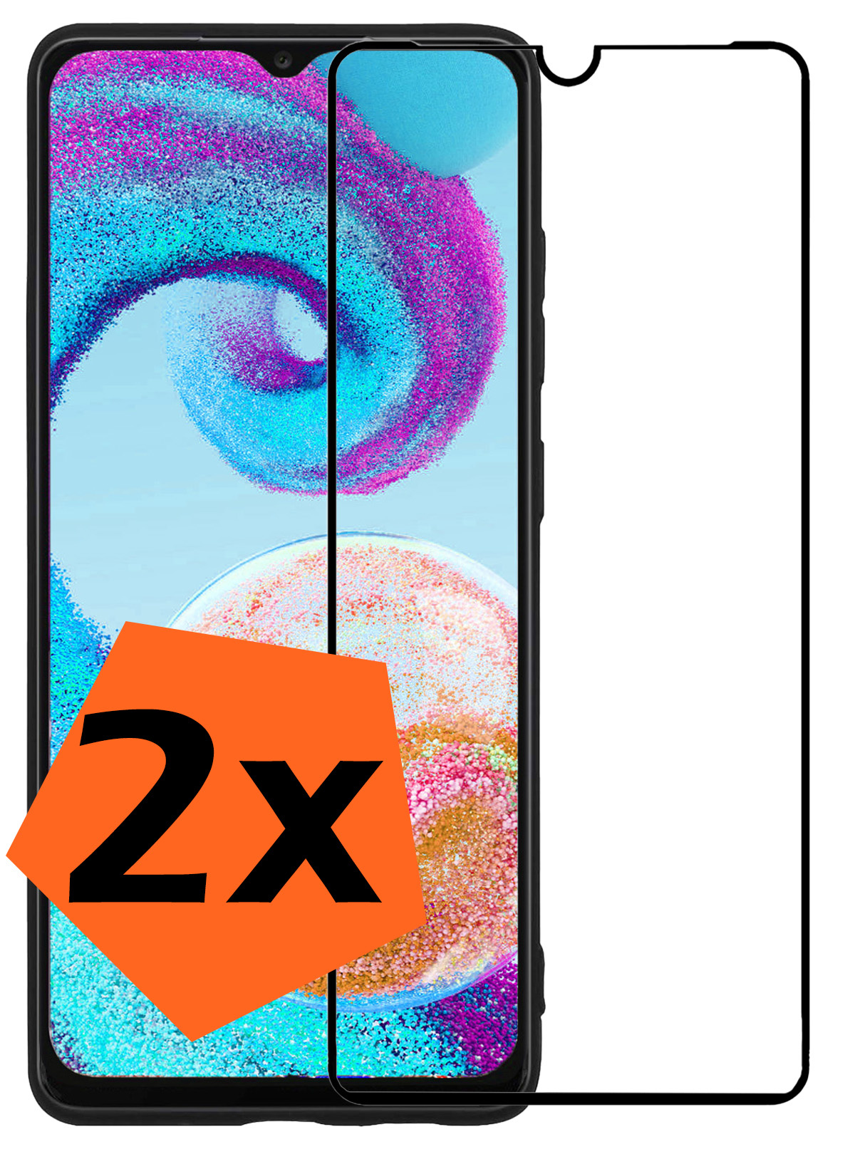 Nomfy Screenprotector Geschikt voor Samsung A04s Screenprotector Bescherm Glas - Screenprotector Geschikt voor Samsung Galaxy A04s Screen Protector Tempered Glass Full Screen Full Cover - 2 PACK