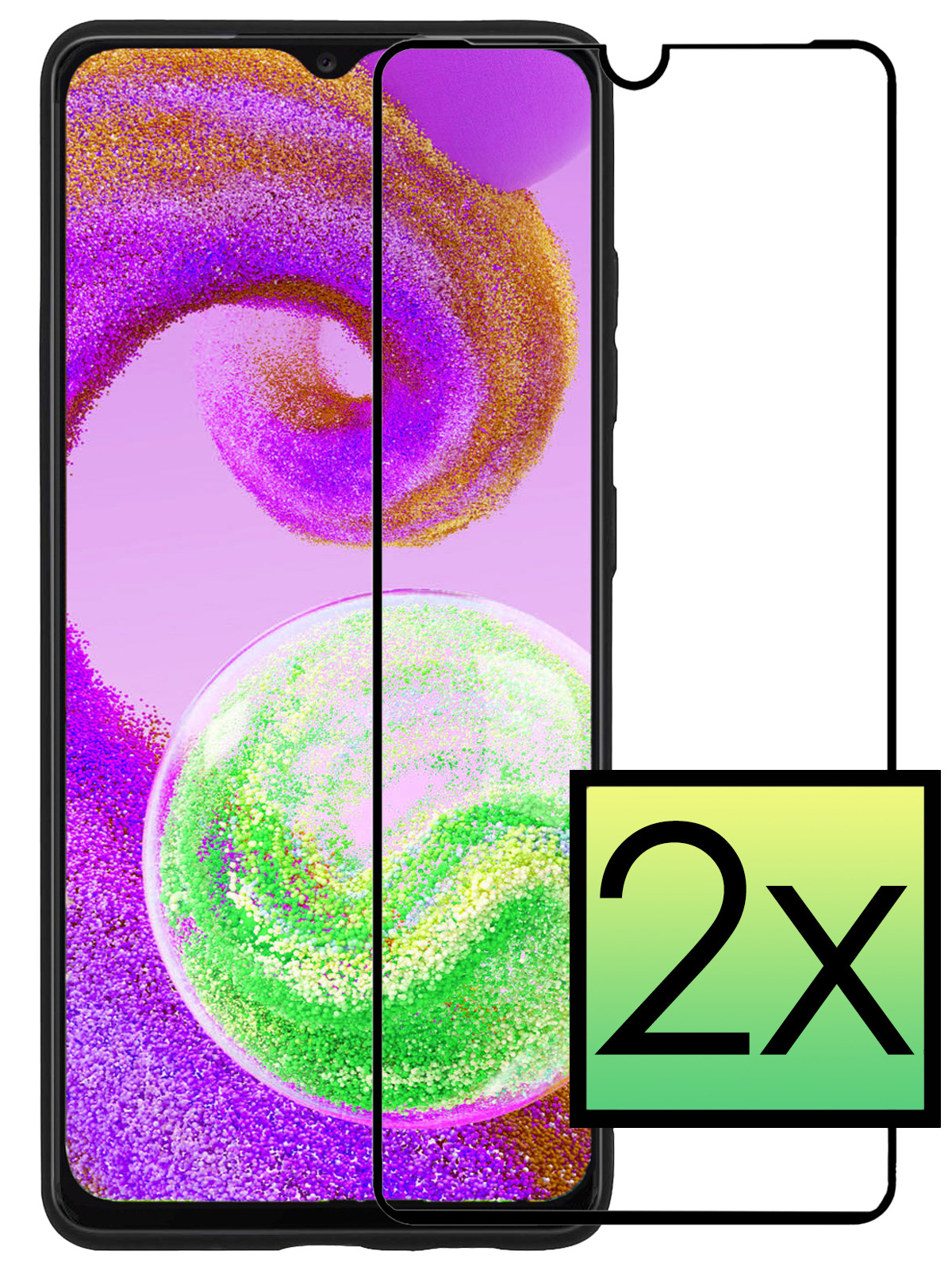 NoXx Screenprotector Geschikt voor Samsung A04s Screenprotector Tempered Glass Gehard Glas Full Cover - 2x