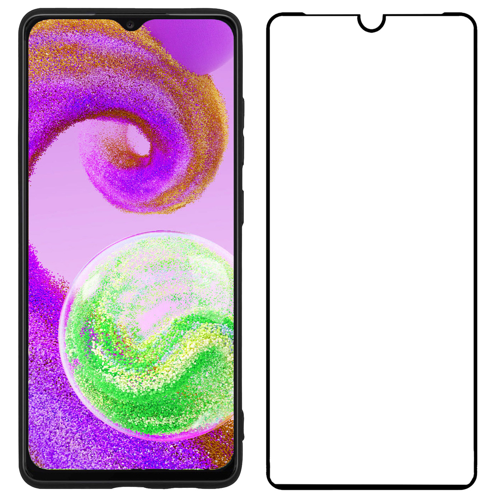 NoXx Screenprotector Geschikt voor Samsung A04s Screenprotector Tempered Glass Gehard Glas Full Cover - 2x