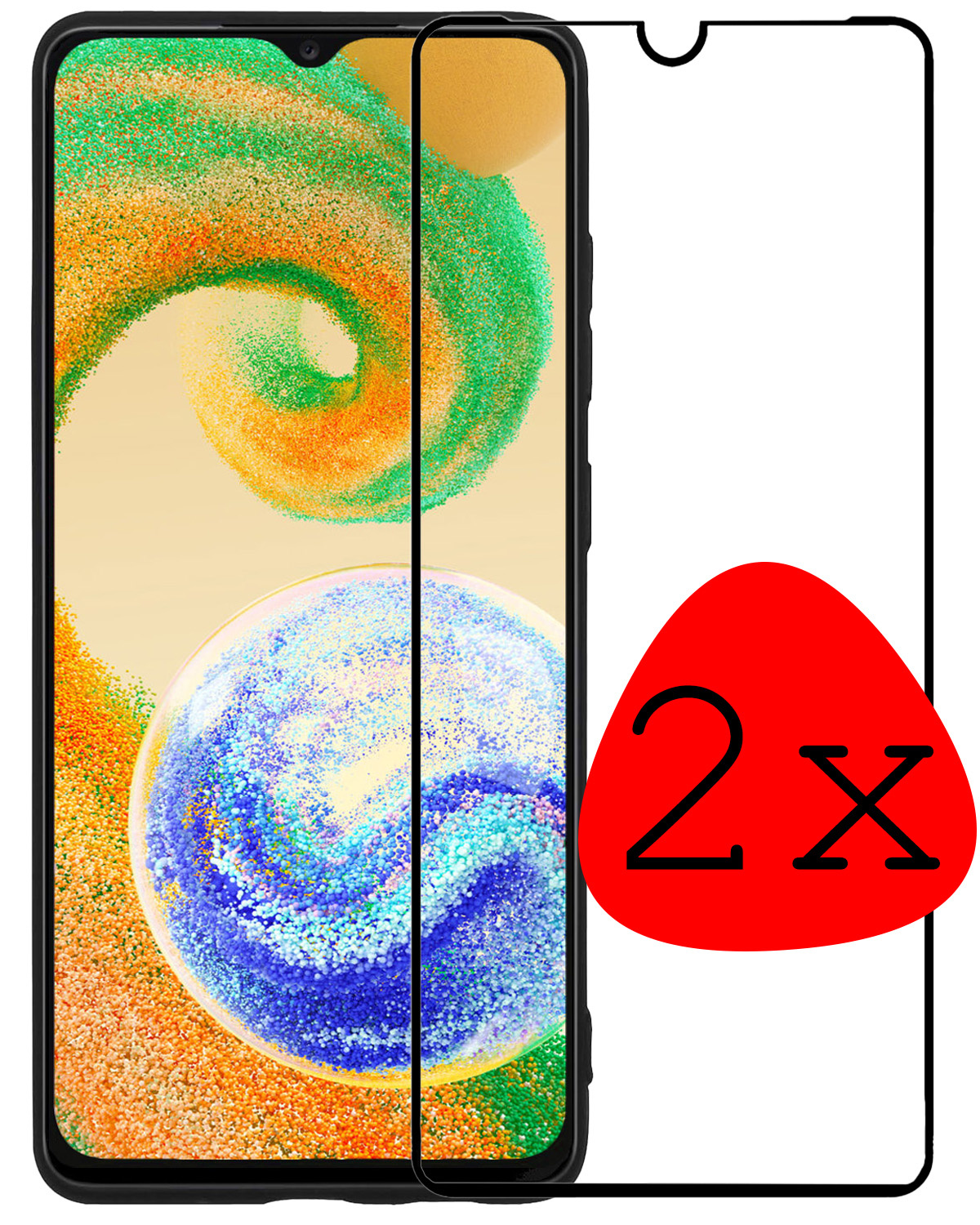 BASEY. Screenprotector Geschikt voor Samsung A04s Screenprotector Beschermglas Full Cover - Screenprotector Geschikt voor Samsung Galaxy A04s Screen Protector Full Cover - 2 Stuks