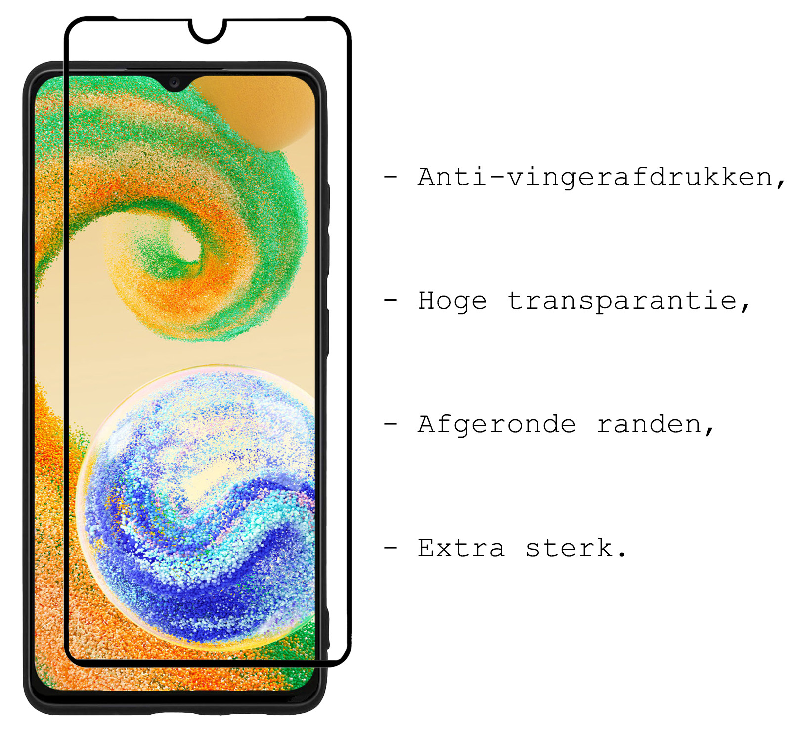 BASEY. Screenprotector Geschikt voor Samsung A04s Screenprotector Beschermglas Full Cover - Screenprotector Geschikt voor Samsung Galaxy A04s Screen Protector Full Cover - 2 Stuks
