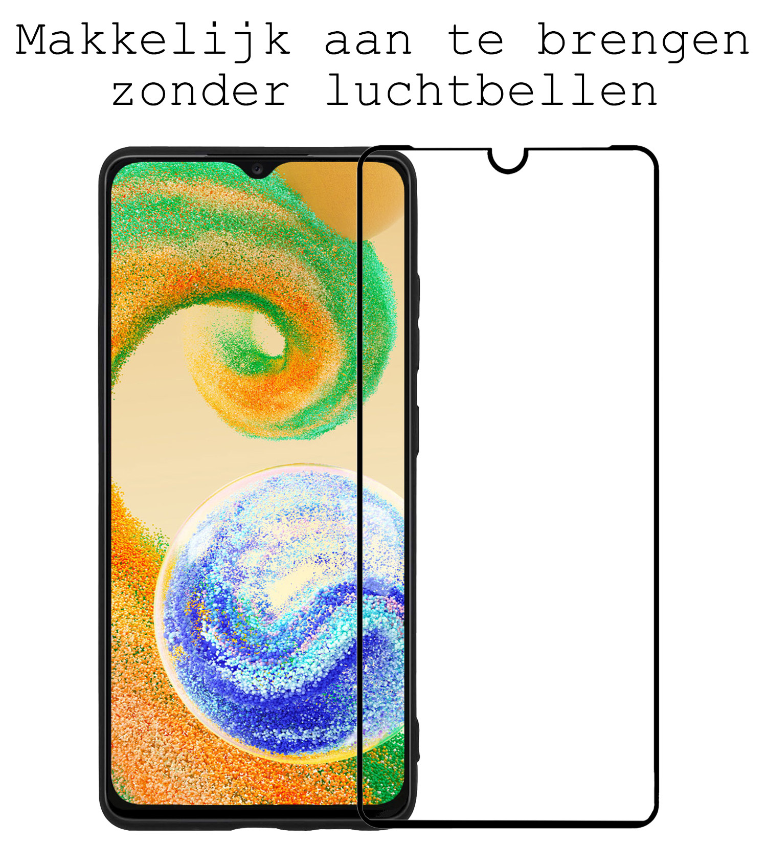 BASEY. Screenprotector Geschikt voor Samsung A04s Screenprotector Beschermglas Full Cover - Screenprotector Geschikt voor Samsung Galaxy A04s Screen Protector Full Cover - 2 Stuks
