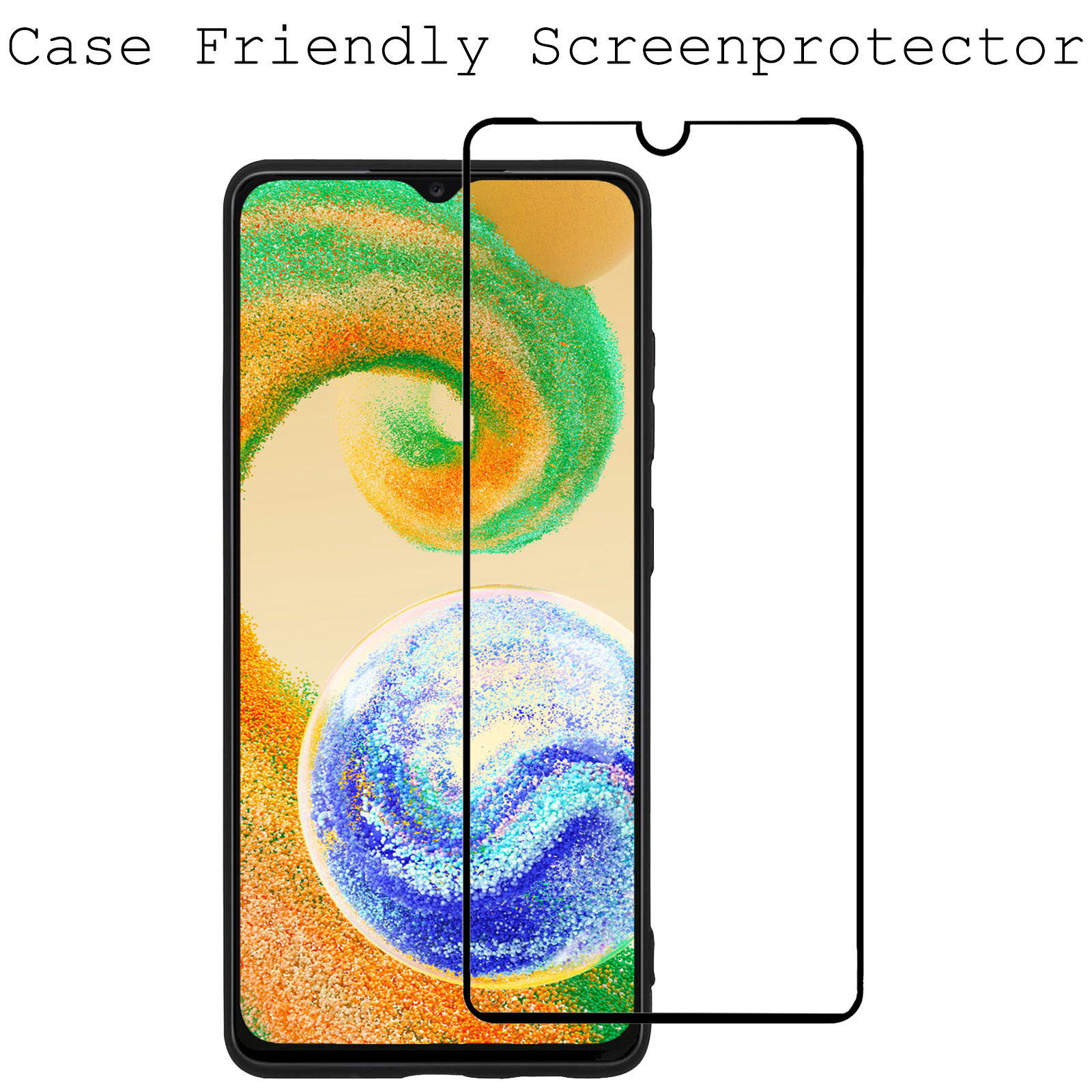 BASEY. Screenprotector Geschikt voor Samsung A04s Screenprotector Beschermglas Full Cover - Screenprotector Geschikt voor Samsung Galaxy A04s Screen Protector Full Cover - 2 Stuks