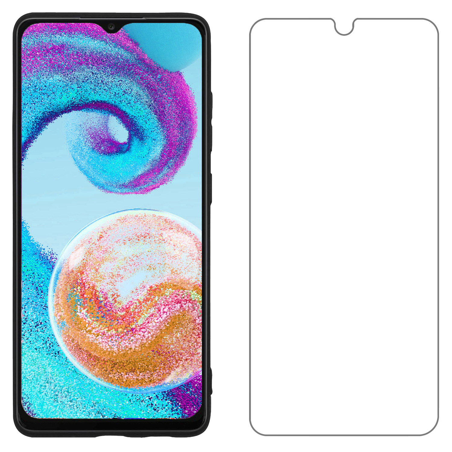 Nomfy Screenprotector Geschikt voor Samsung A04s Screenprotector Bescherm Glas Tempered Glass - Screenprotector Geschikt voor Samsung Galaxy A04s Screen Protector - 2 PACK