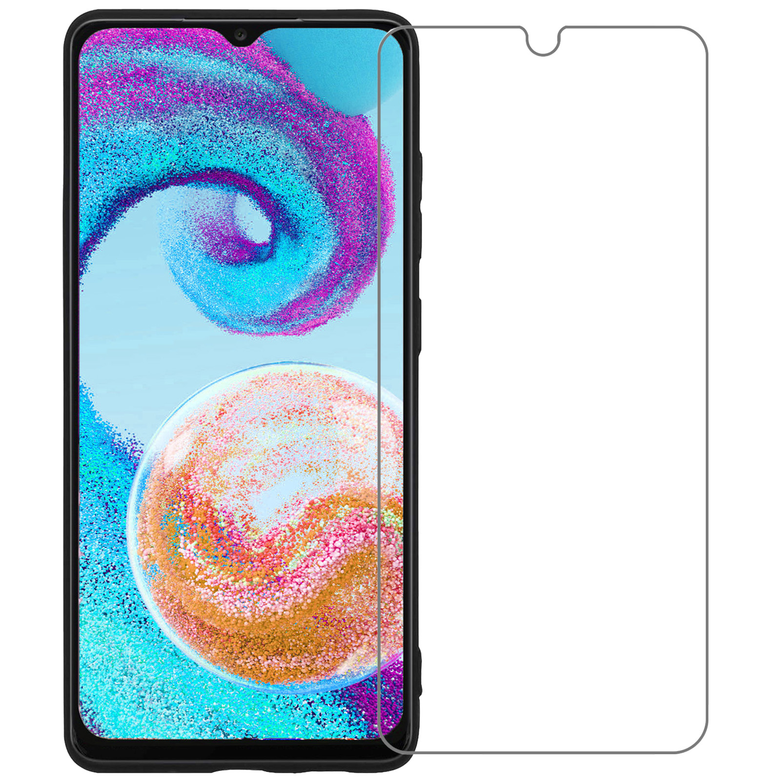 Nomfy Screenprotector Geschikt voor Samsung A04s Screenprotector Bescherm Glas Tempered Glass - Screenprotector Geschikt voor Samsung Galaxy A04s Screen Protector - 2 PACK