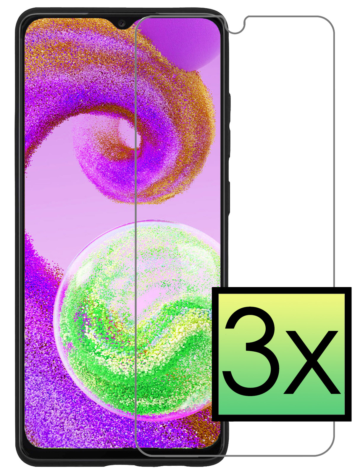 NoXx Screenprotector Geschikt voor Samsung A04s Screenprotector Tempered Glass Gehard Glas Beschermglas - 3x