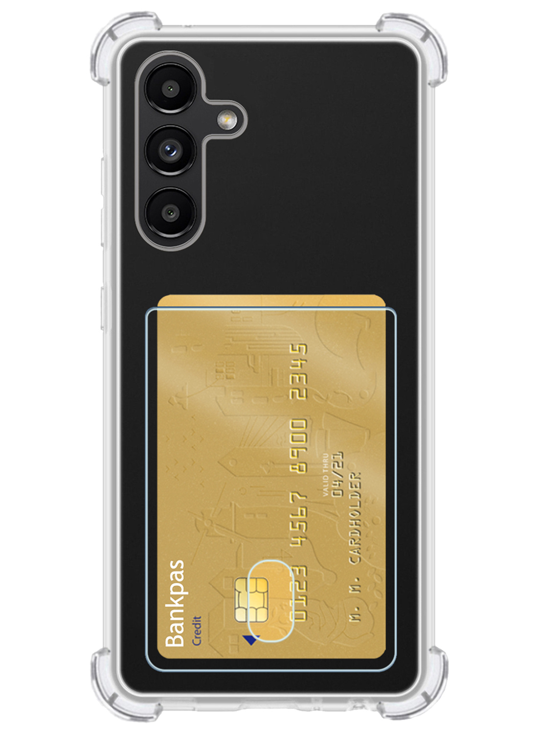 NoXx Hoes Geschikt voor Samsung A04s Hoesje Pasjeshouder Cover Shock Proof Case Siliconen Hoes Met Kaarthouder - Transparant