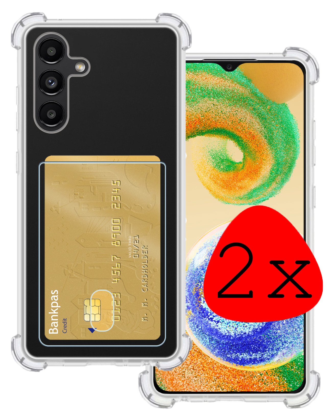 BASEY. Hoes Geschikt voor Samsung A04s Hoesje Shock Proof Case Hoes - Hoesje Geschikt voor Samsung Galaxy A04s Hoes Cover Shockproof - Transparant - 2 Stuks