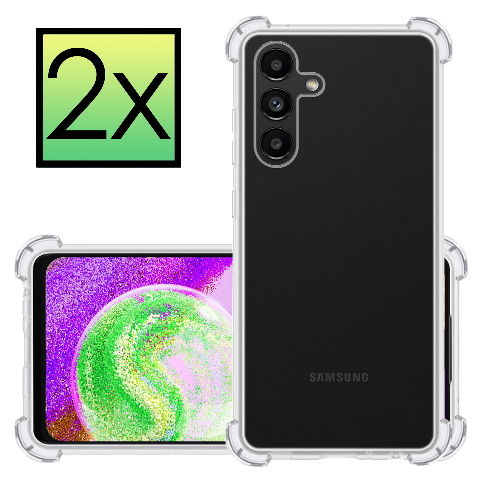 NoXx Hoes Geschikt voor Samsung A04s Hoesje Siliconen Cover Shock Proof Back Case Shockproof Hoes - Transparant - 2x