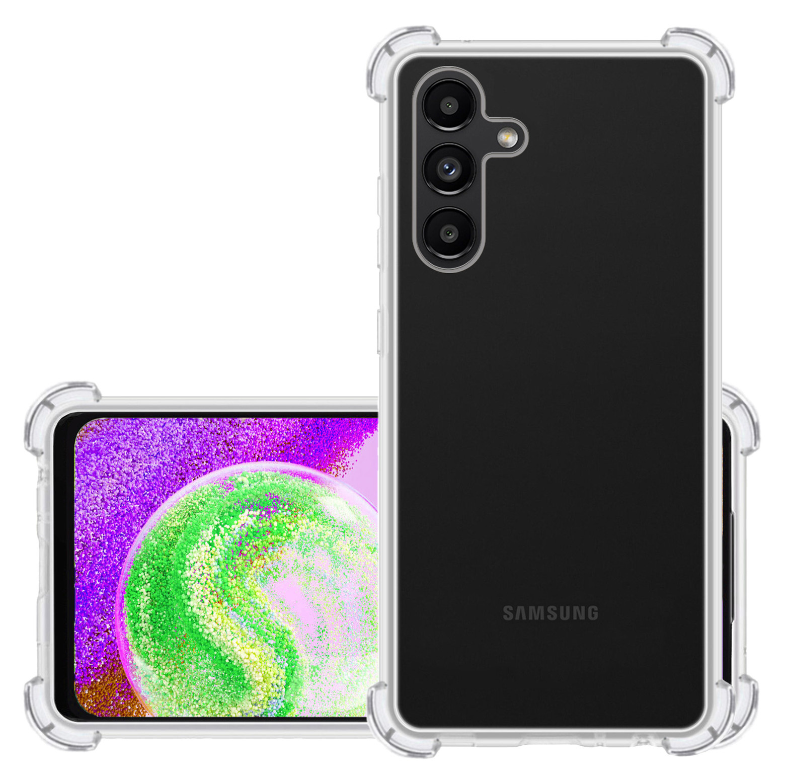 NoXx Hoes Geschikt voor Samsung A04s Hoesje Siliconen Cover Shock Proof Back Case Shockproof Hoes - Transparant