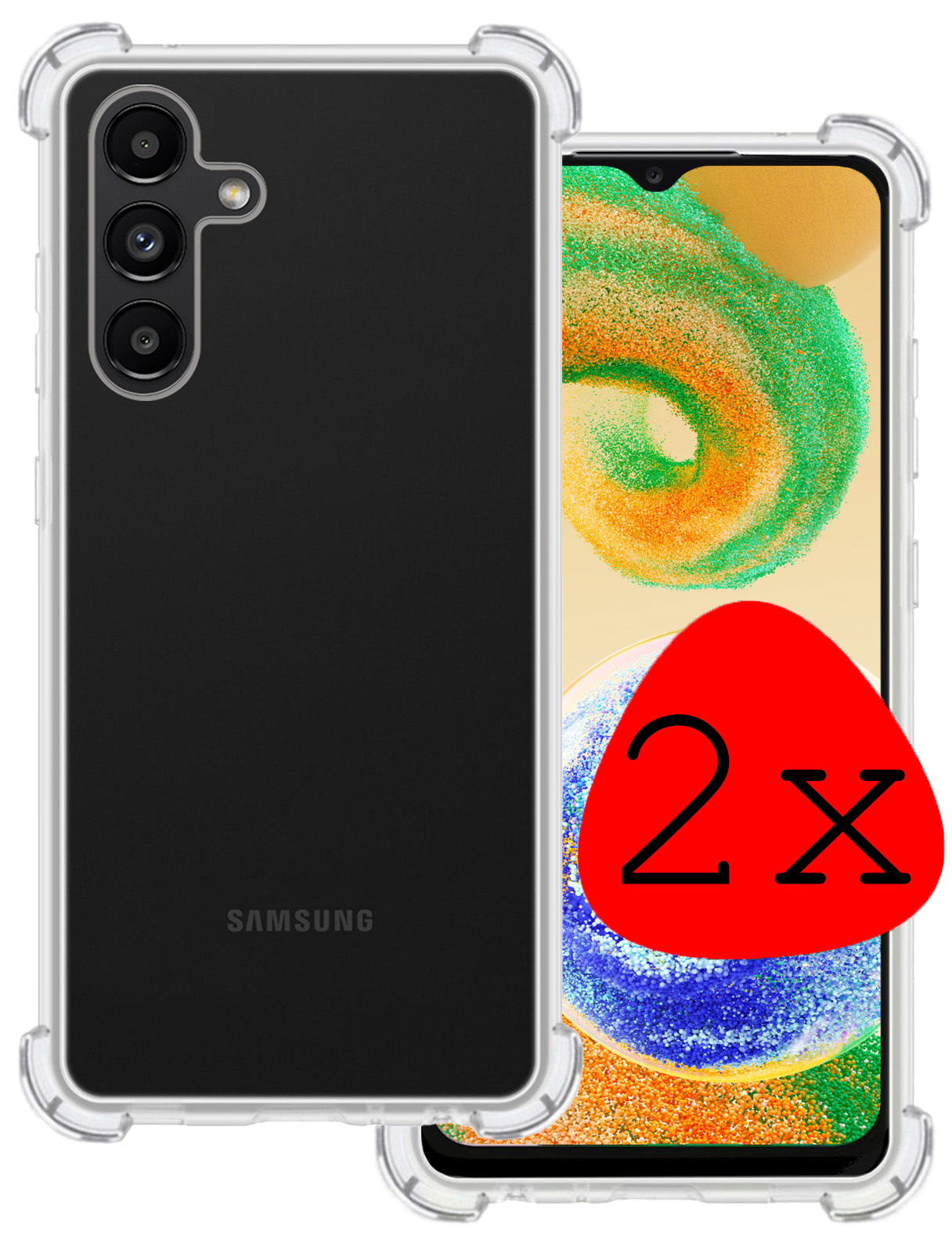 BASEY. Hoes Geschikt voor Samsung A04s Hoesje Shock Proof Case Hoes Siliconen - Hoesje Geschikt voor Samsung Galaxy A04s Hoes Cover Shockproof - Transparant - 2 Stuks
