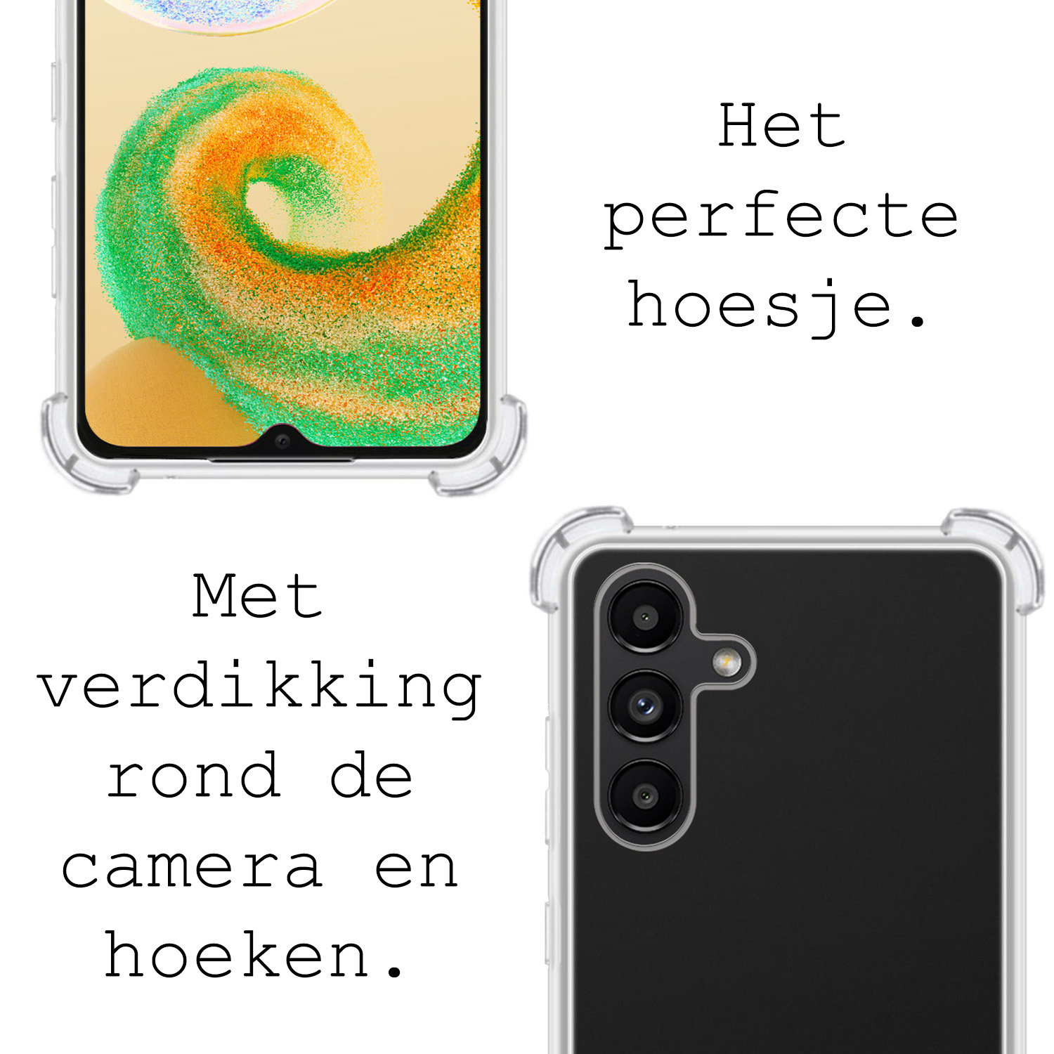 BASEY. Hoes Geschikt voor Samsung A04s Hoesje Shock Proof Case Hoes Siliconen - Hoesje Geschikt voor Samsung Galaxy A04s Hoes Cover Shockproof - Transparant