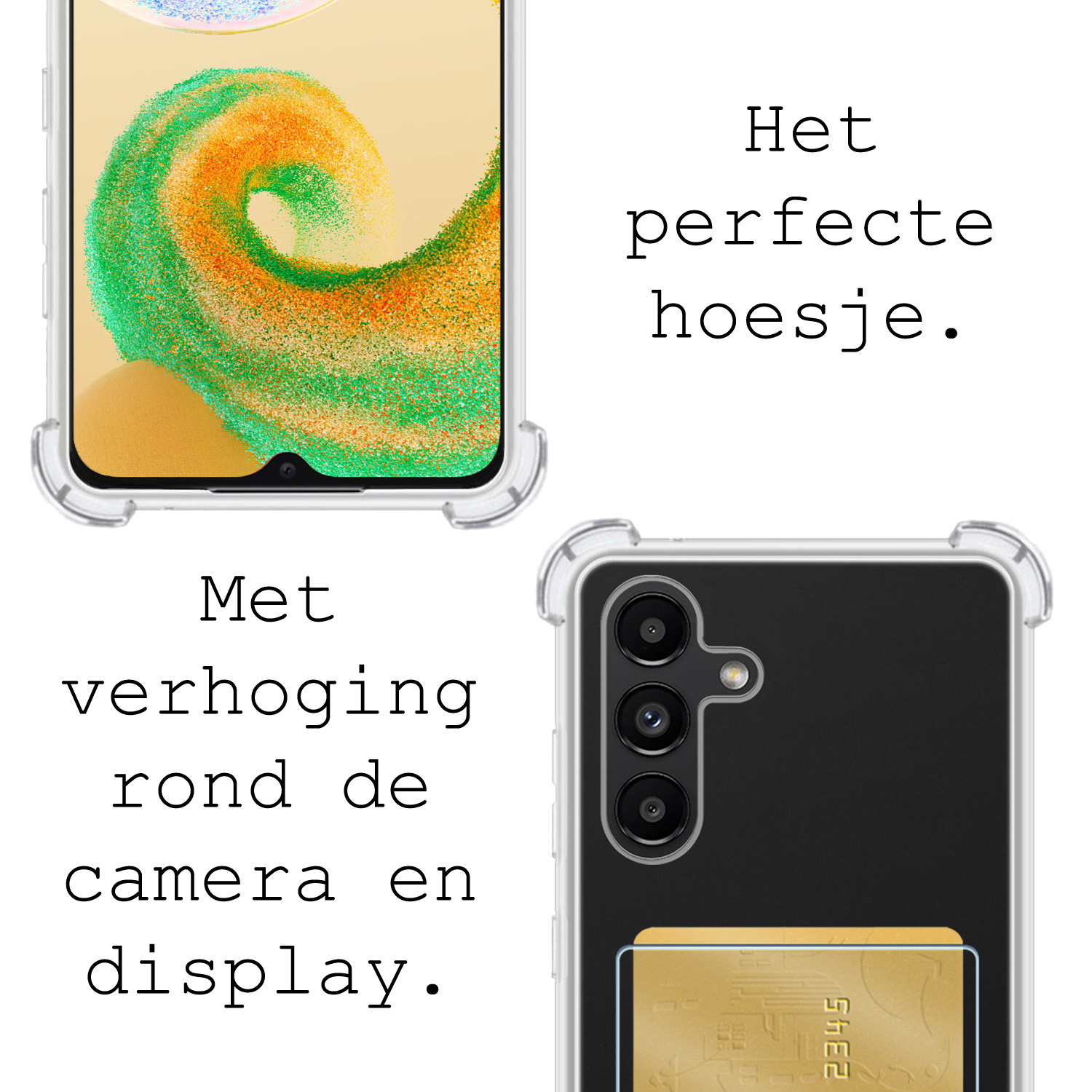 BASEY. Hoes Geschikt voor Samsung A04s Hoesje Shock Proof Case Hoes Met 2x Screenprotector - Hoesje Geschikt voor Samsung Galaxy A04s Hoes Cover Shockproof - Transparant