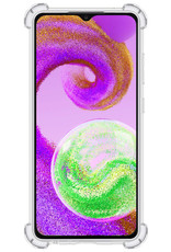 NoXx Hoes Geschikt voor Samsung A04s Hoesje Pasjeshouder Cover Shock Proof Case Siliconen Hoes Met Kaarthouder Met Screenprotector - Transparant