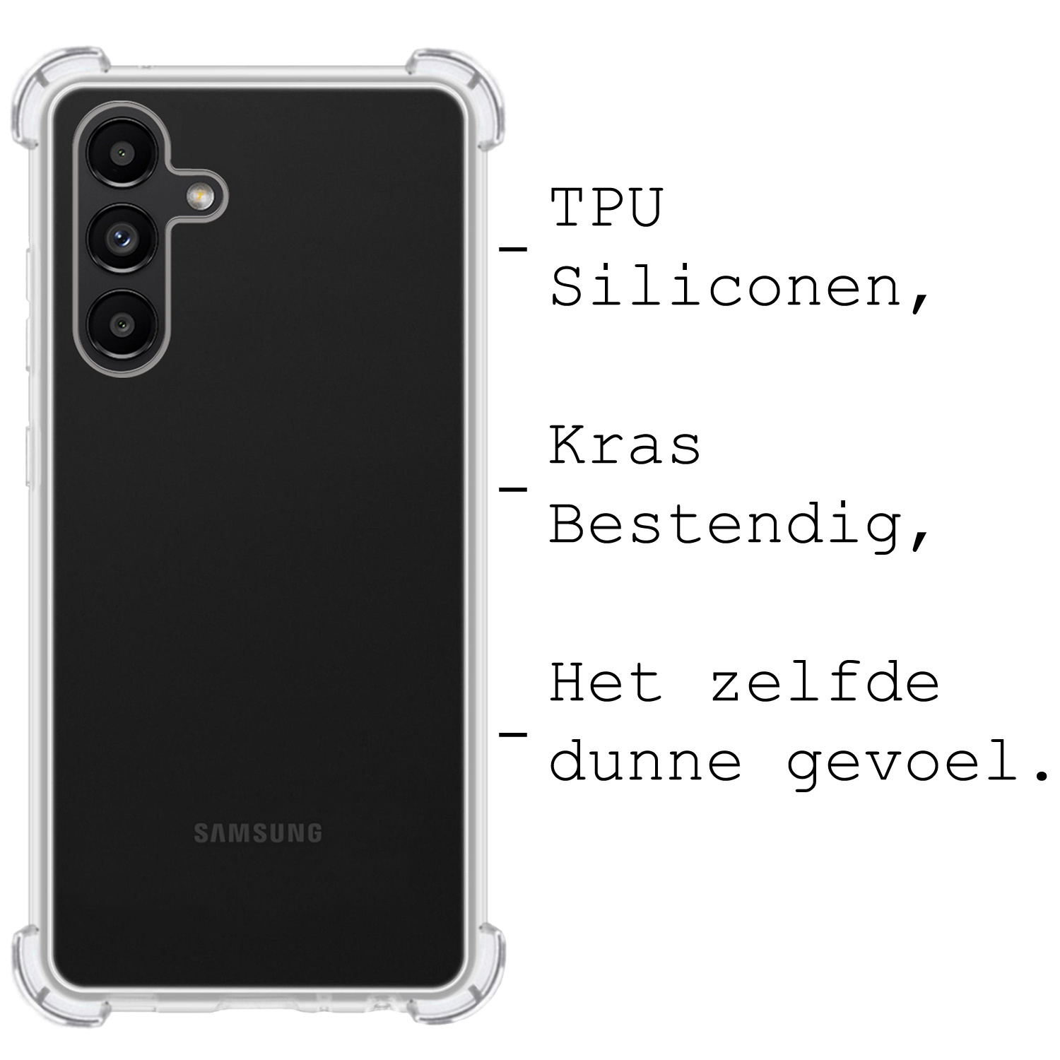BASEY. Hoes Geschikt voor Samsung A04s Hoesje Shock Proof Case Hoes Siliconen Met Screenprotector - Hoesje Geschikt voor Samsung Galaxy A04s Hoes Cover Shockproof - Transparant