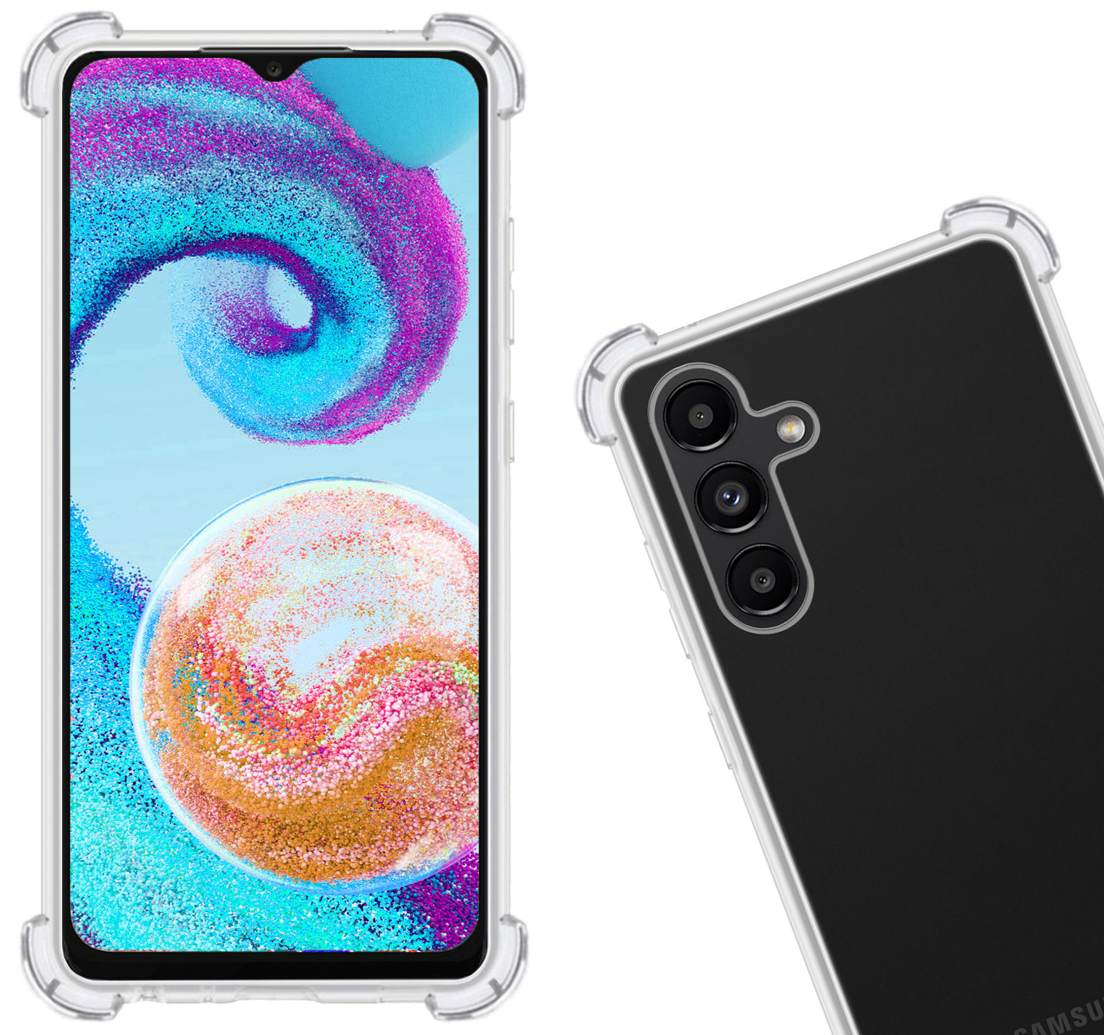 Nomfy Hoesje Geschikt voor Samsung A04s Hoesje Shock Proof Cover Case Shockproof Met Screenprotector - Hoes Geschikt voor Samsung Galaxy A04s Hoes Siliconen Back Case - Transparant