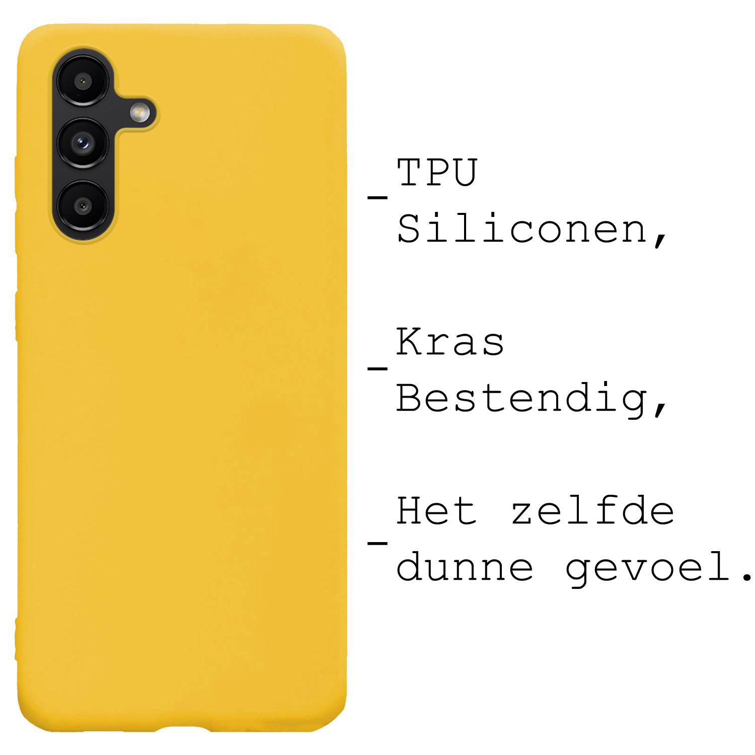 BASEY. Hoes Geschikt voor Samsung A04s Hoesje Siliconen Back Cover Case Met Screenprotector - Hoesje Geschikt voor Samsung Galaxy A04s Hoes Cover Hoesje - Geel