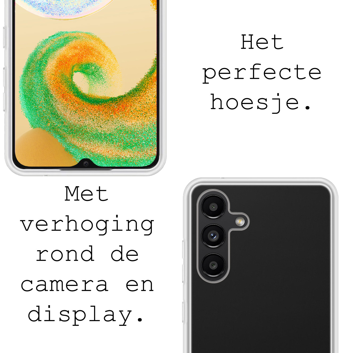 BASEY. Hoes Geschikt voor Samsung A04s Hoesje Siliconen Back Cover Case Met Screenprotector - Hoesje Geschikt voor Samsung Galaxy A04s Hoes Cover Hoesje - Transparant