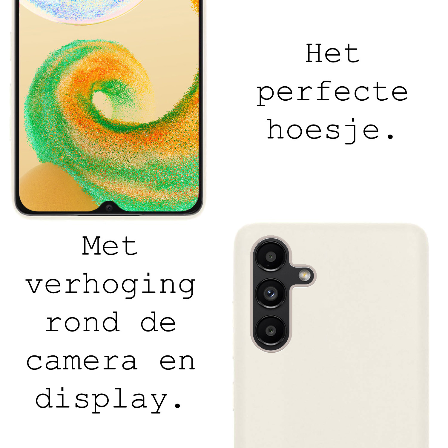 BASEY. Hoes Geschikt voor Samsung A04s Hoesje Siliconen Back Cover Case Met Screenprotector - Hoesje Geschikt voor Samsung Galaxy A04s Hoes Cover Hoesje - Wit