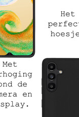BASEY. Hoes Geschikt voor Samsung A04s Hoesje Siliconen Back Cover Case Met Screenprotector - Hoesje Geschikt voor Samsung Galaxy A04s Hoes Cover Hoesje - Zwart