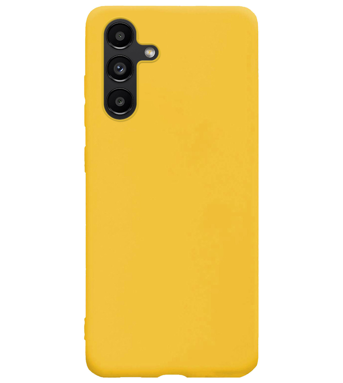 BASEY. Hoes Geschikt voor Samsung A04s Hoesje Siliconen Back Cover Case Met 2x Screenprotector - Hoesje Geschikt voor Samsung Galaxy A04s Hoes Cover Hoesje - Geel