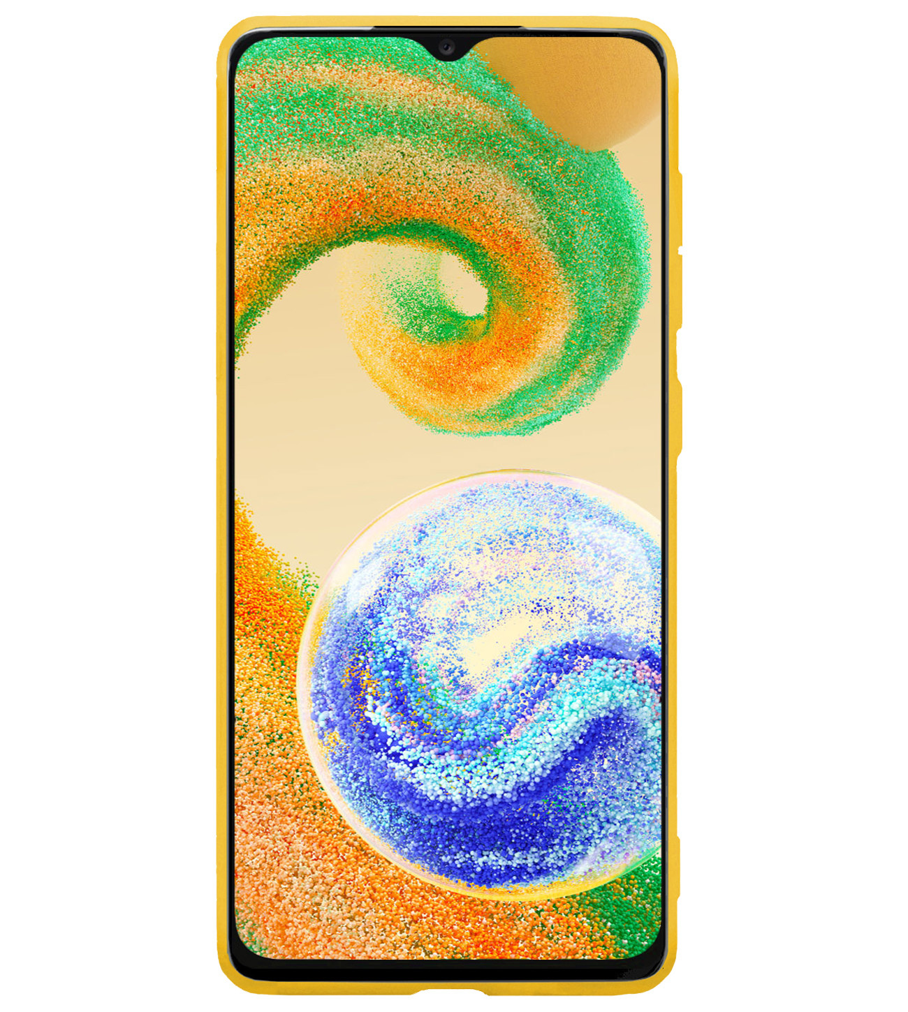 BASEY. Hoes Geschikt voor Samsung A04s Hoesje Siliconen Back Cover Case Met 2x Screenprotector - Hoesje Geschikt voor Samsung Galaxy A04s Hoes Cover Hoesje - Geel