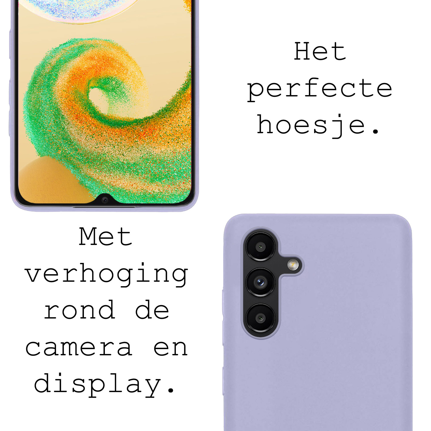 BASEY. Hoes Geschikt voor Samsung A04s Hoesje Siliconen Back Cover Case Met 2x Screenprotector - Hoesje Geschikt voor Samsung Galaxy A04s Hoes Cover Hoesje - Lila