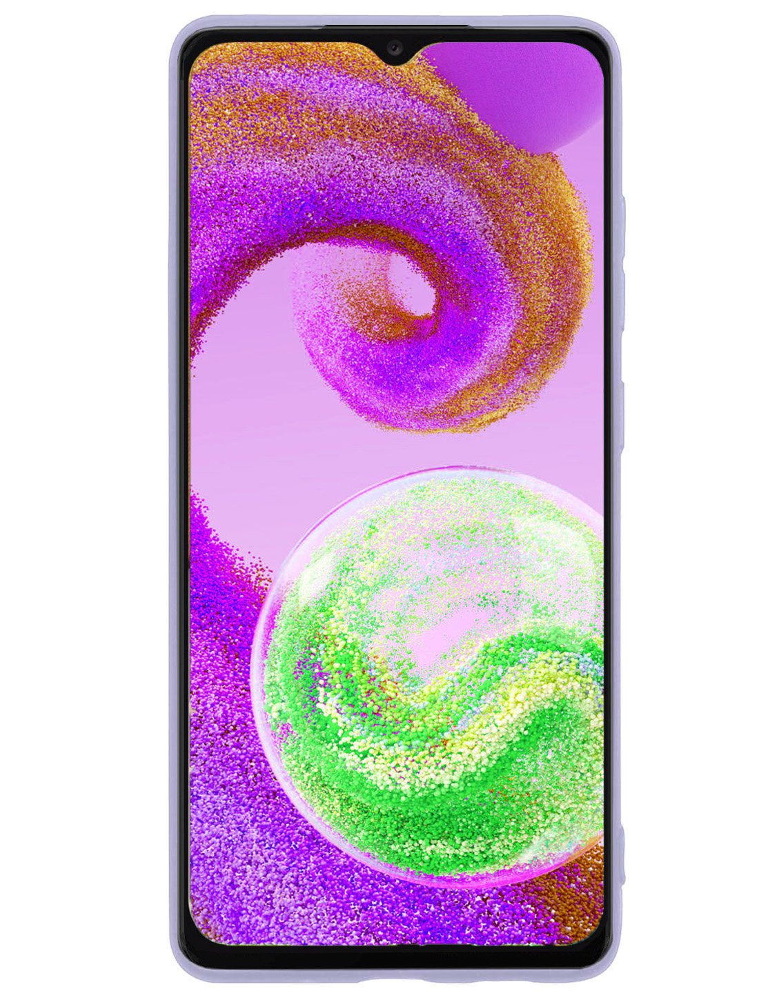 NoXx Hoes Geschikt voor Samsung A04s Hoesje Cover Siliconen Back Case Hoes Met Screenprotector - Lila