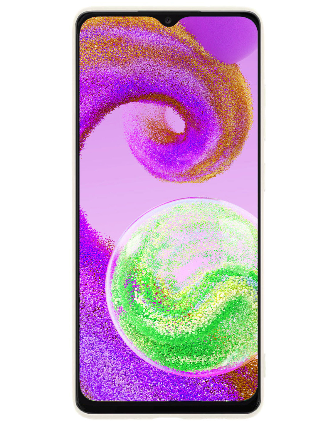 NoXx Hoes Geschikt voor Samsung A04s Hoesje Cover Siliconen Back Case Hoes Met Screenprotector - Wit