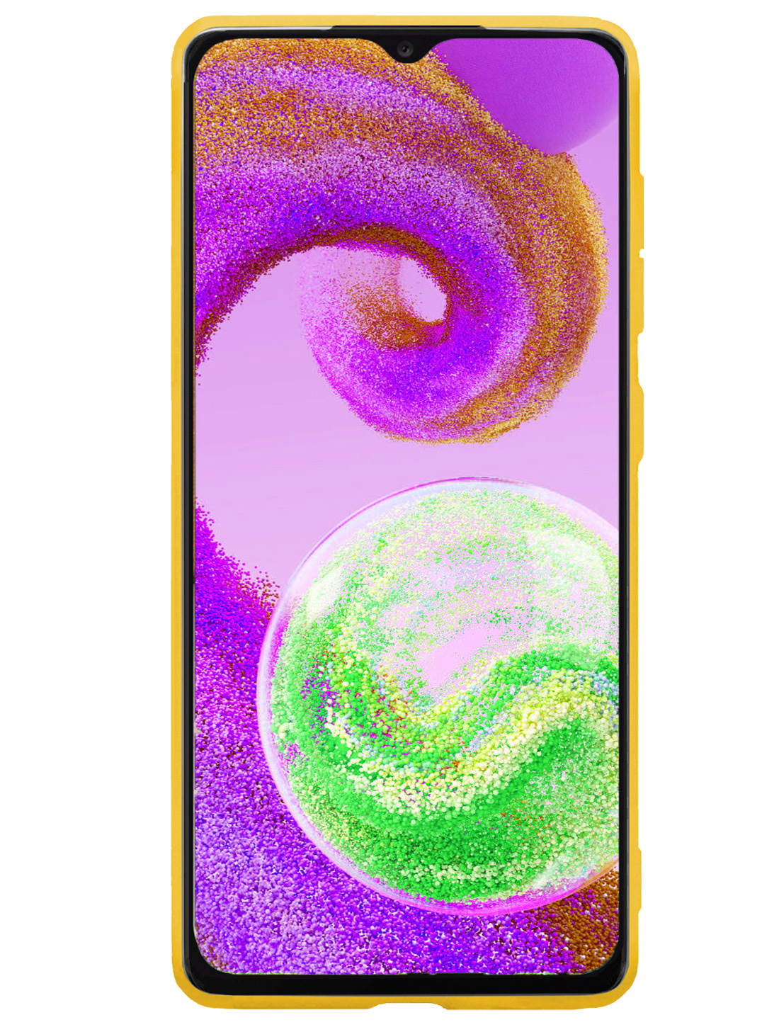 NoXx Hoes Geschikt voor Samsung A04s Hoesje Cover Siliconen Back Case Hoes Met 2x Screenprotector - Geel