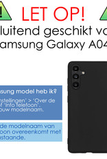 NoXx Hoes Geschikt voor Samsung A04s Hoesje Cover Siliconen Back Case Hoes Met 2x Screenprotector - Lichtroze