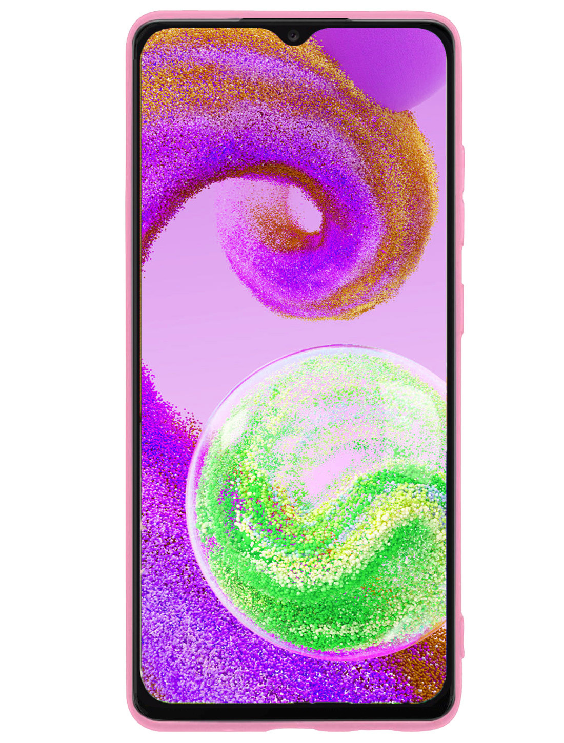 NoXx Hoes Geschikt voor Samsung A04s Hoesje Cover Siliconen Back Case Hoes Met 2x Screenprotector - Lichtroze