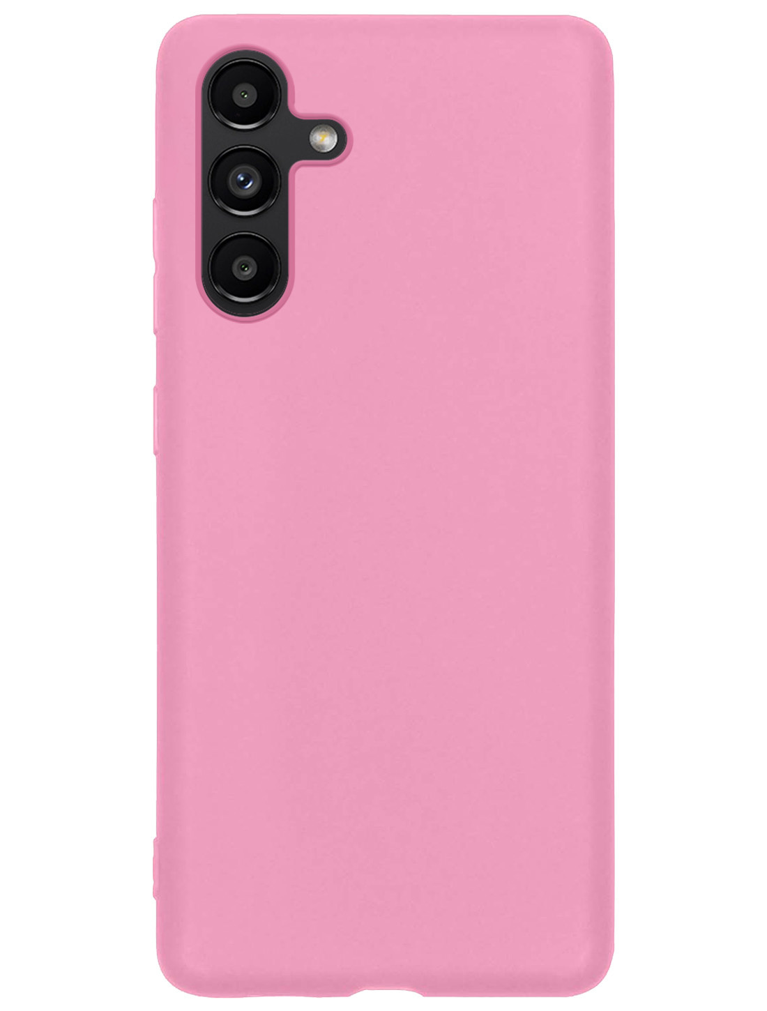 NoXx Hoes Geschikt voor Samsung A04s Hoesje Cover Siliconen Back Case Hoes Met 2x Screenprotector - Lichtroze
