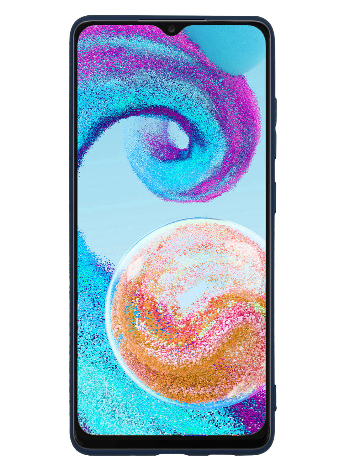 Nomfy Samsung A04s Hoesje Siliconen Case Back Cover Met Screenprotector - Samsung Galaxy A04s Hoes Cover Silicone - Donker Blauw