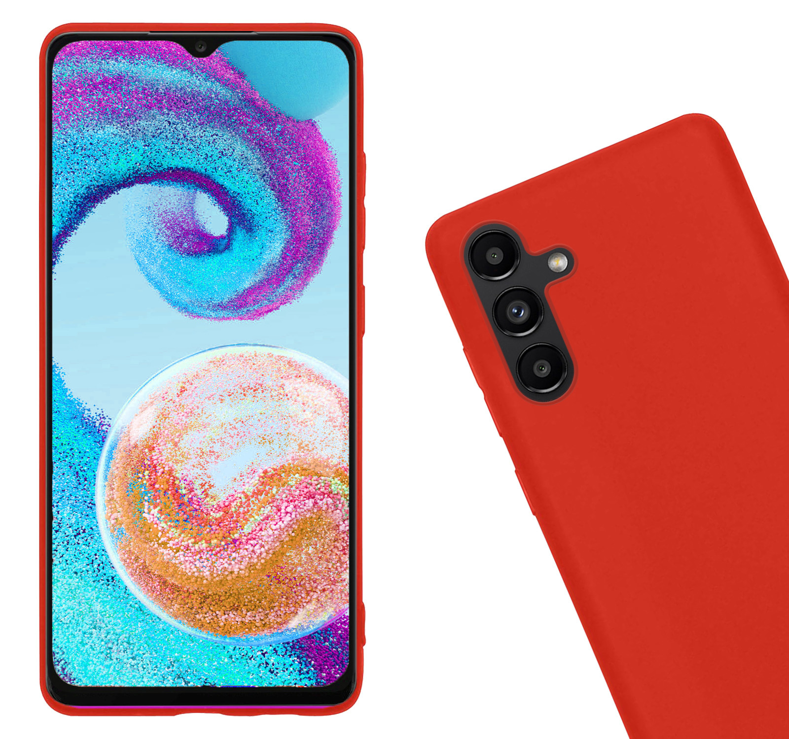 Nomfy Samsung A04s Hoesje Siliconen Case Back Cover Met Screenprotector - Samsung Galaxy A04s Hoes Cover Silicone - Rood