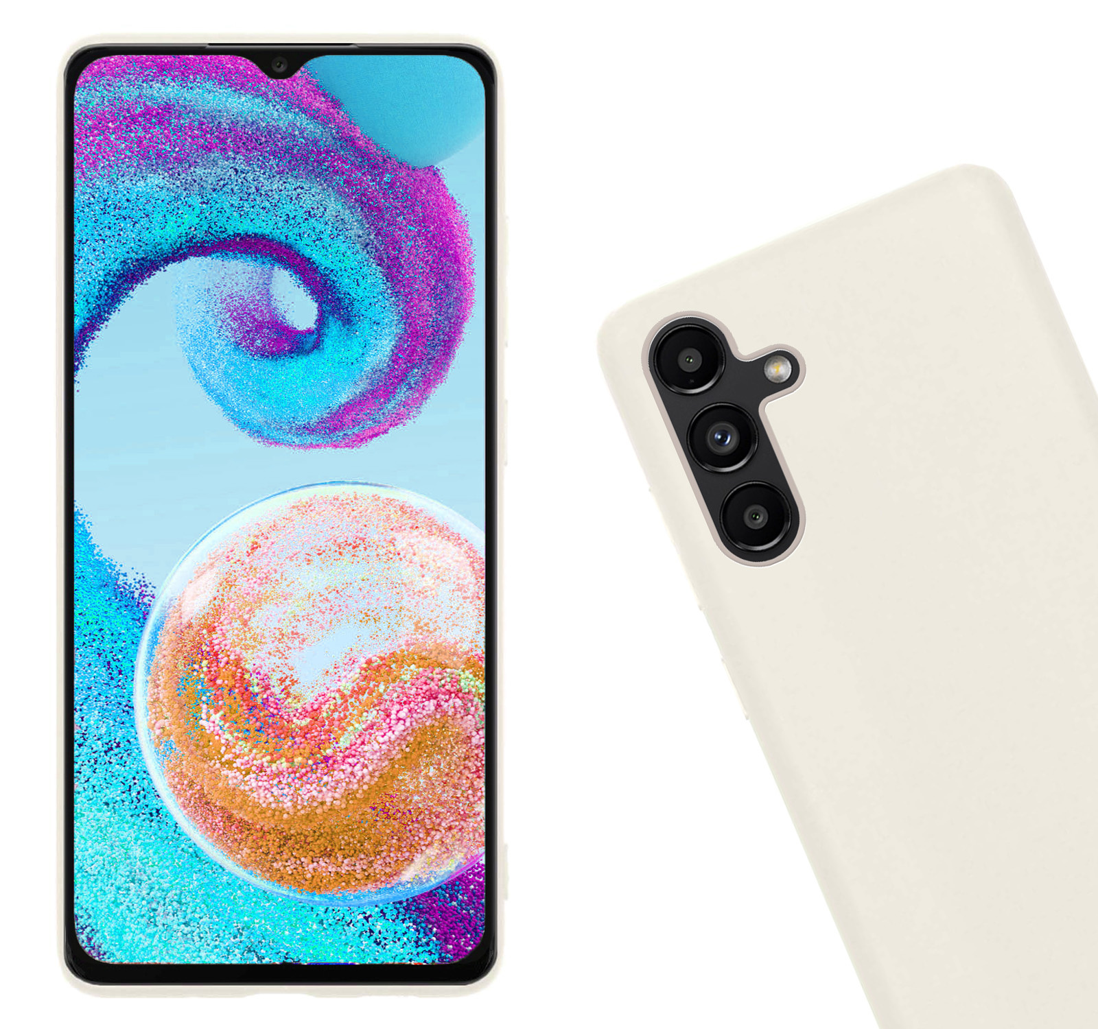 Nomfy Hoesje Geschikt voor Samsung A04s Hoesje Siliconen Cover Case Met Screenprotector - Hoes Geschikt voor Samsung Galaxy A04s Hoes Back Case - Wit