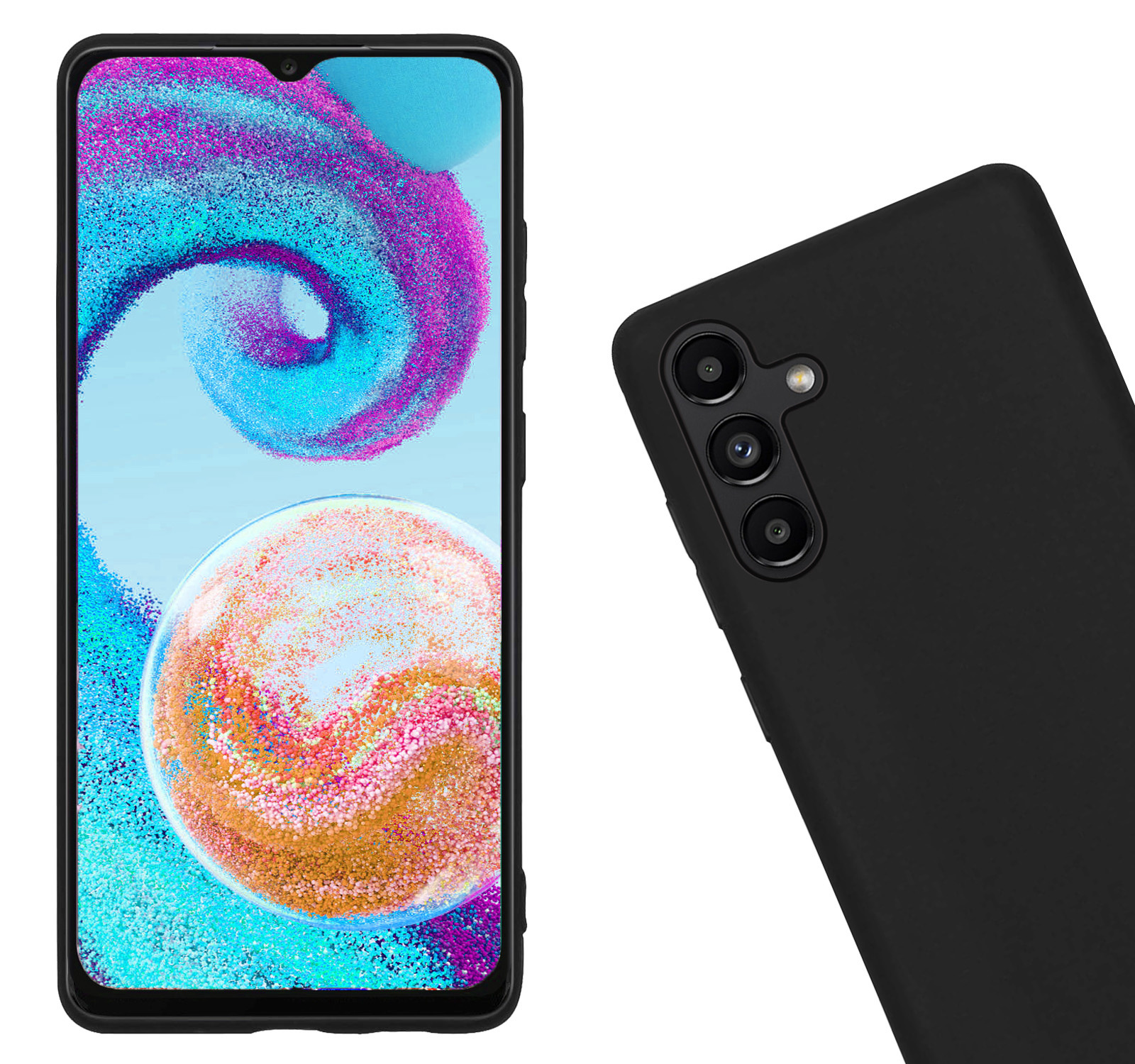 Nomfy Hoesje Geschikt voor Samsung A04s Hoesje Siliconen Cover Case Met 2x Screenprotector - Hoes Geschikt voor Samsung Galaxy A04s Hoes Back Case - Zwart