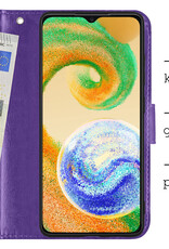BASEY. Hoes Geschikt voor Samsung A04s Hoesje Bookcase Hoes Flip Case Book Cover Met Screenprotector - Hoesje Geschikt voor Samsung Galaxy A04s Hoes Book Case Hoesje - Paars