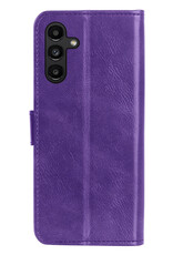 BASEY. Hoes Geschikt voor Samsung A04s Hoesje Bookcase Hoes Flip Case Book Cover Met Screenprotector - Hoesje Geschikt voor Samsung Galaxy A04s Hoes Book Case Hoesje - Paars