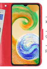 BASEY. Hoes Geschikt voor Samsung A04s Hoesje Bookcase Hoes Flip Case Book Cover Met Screenprotector - Hoesje Geschikt voor Samsung Galaxy A04s Hoes Book Case Hoesje - Rood